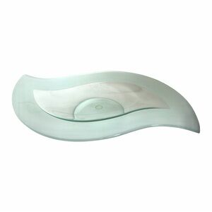 Elegant corrugated plate of frosted glass with pedestal to serve or decorate.